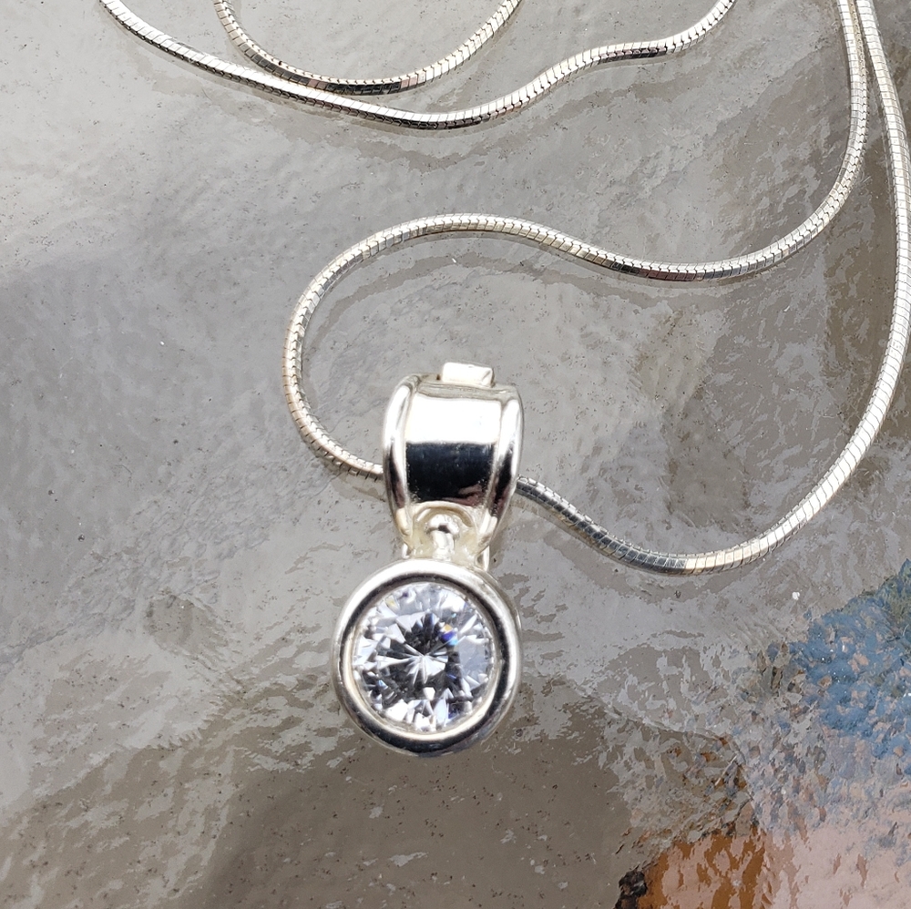 Sterling Silver Snake Chain w Modern CZ Enhancer